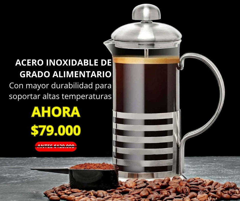 Prensa Francesa Boreal ®: Cafetera de Vidrio y Acero Inoxidable 600ml